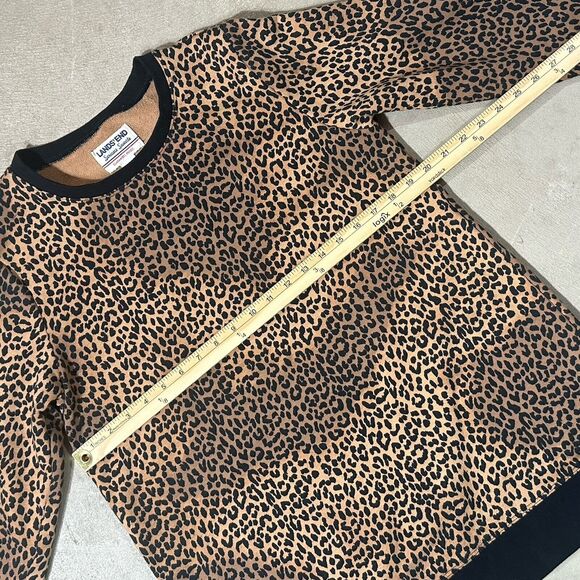 Lands End Leopard Serious Sweats Sweatshirt Womens Medium Animal Print Crew Neck - Picture 7 of 9